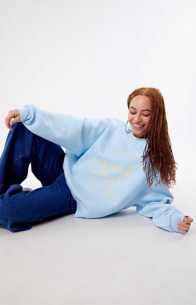 LIGHT BLUE PacSun Limoncello Crew Neck Sweatshirt | PFNVTZG-38