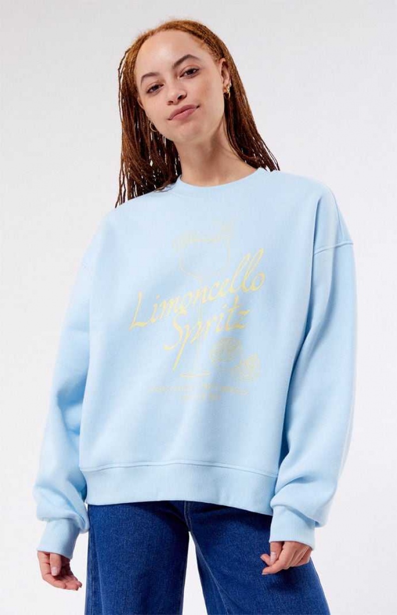 LIGHT BLUE PacSun Limoncello Crew Neck Sweatshirt | PFNVTZG-38