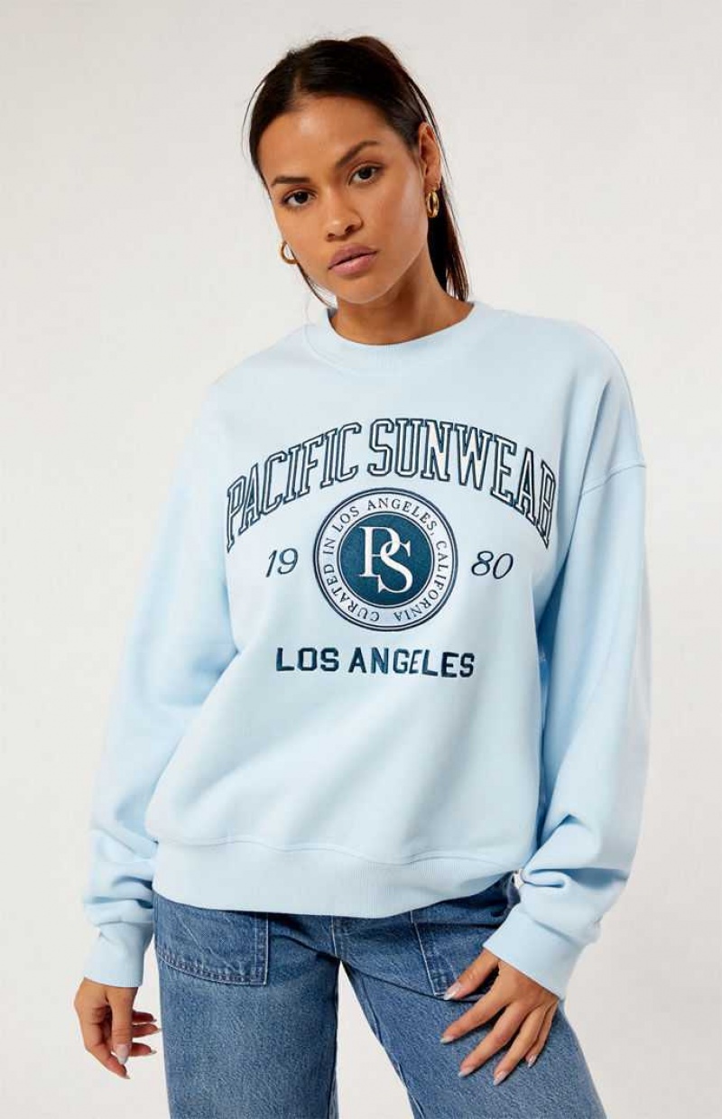 LIGHT BLUE PacSun Pacific Sunwear Curated Crew Neck Sweatshirt | RMEUNQG-25