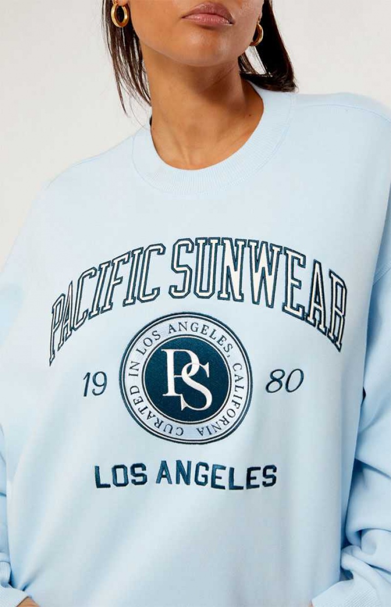 LIGHT BLUE PacSun Pacific Sunwear Curated Crew Neck Sweatshirt | RMEUNQG-25