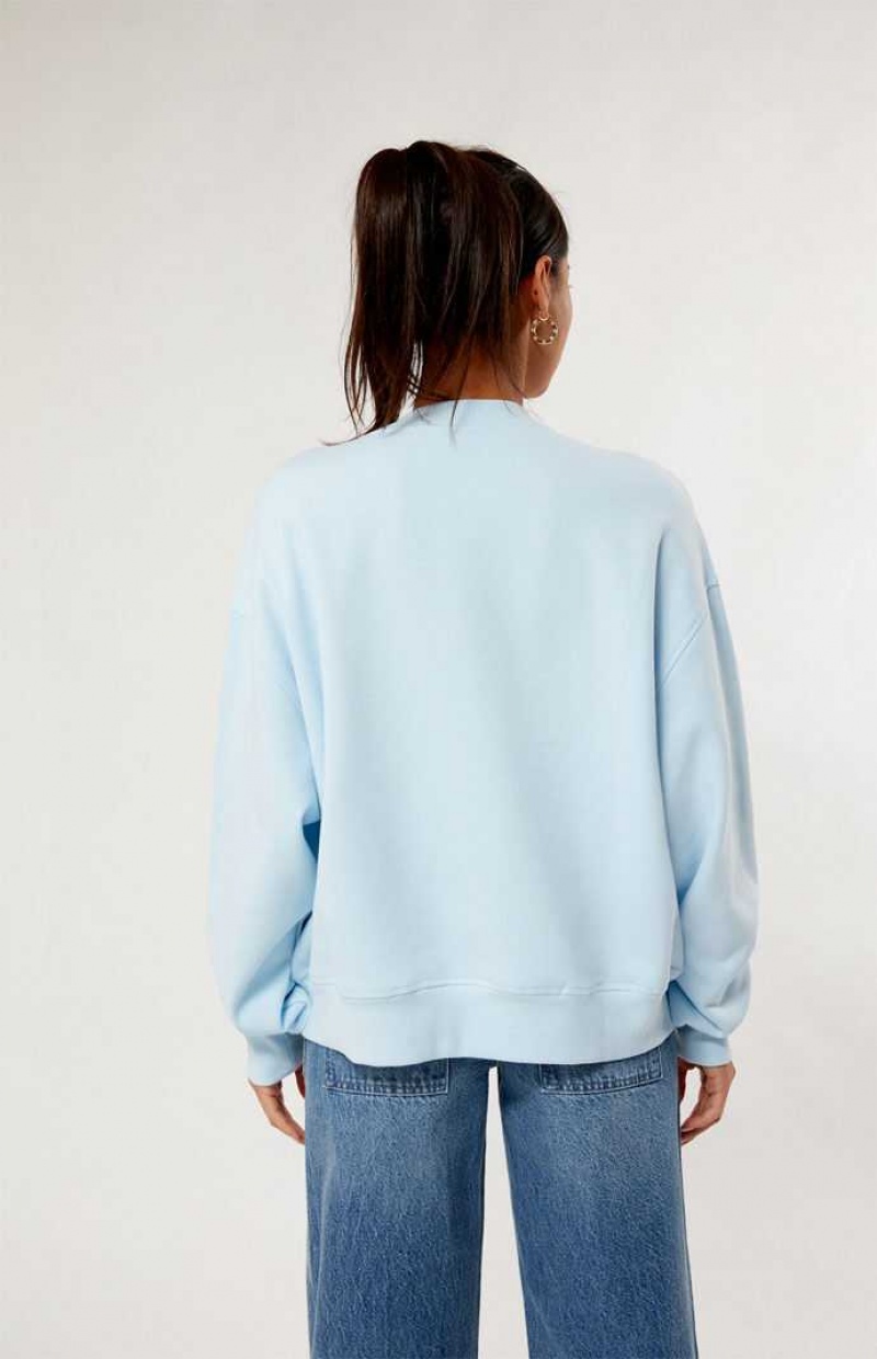 LIGHT BLUE PacSun Pacific Sunwear Curated Crew Neck Sweatshirt | RMEUNQG-25