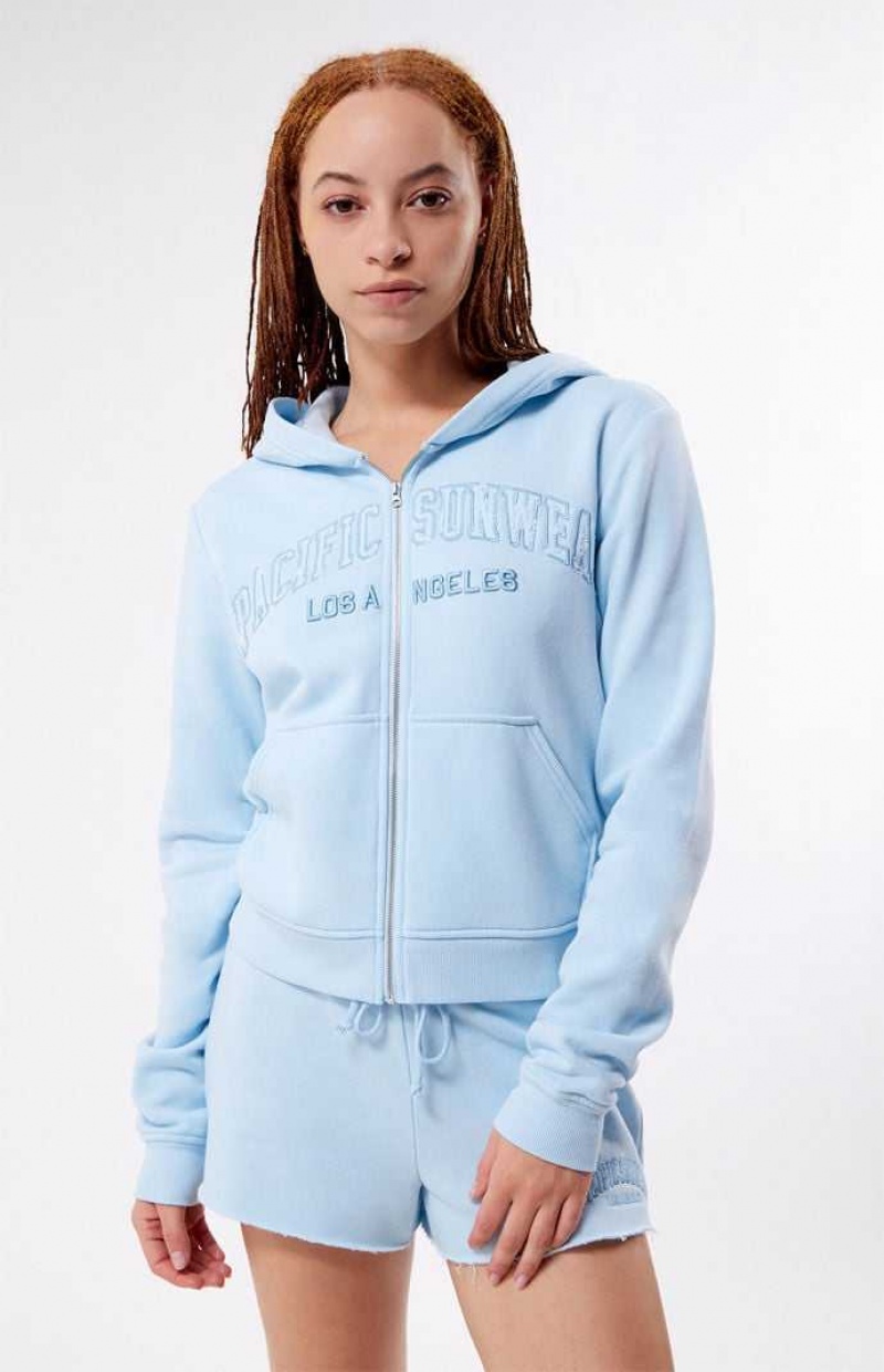 LIGHT BLUE PacSun Pacific Sunwear Full Zip Hoodie | TDJEYHO-18