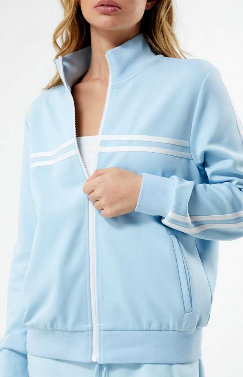 LIGHT BLUE PacSun Stripe Mock Neck Track Jacket | WSMIQED-39