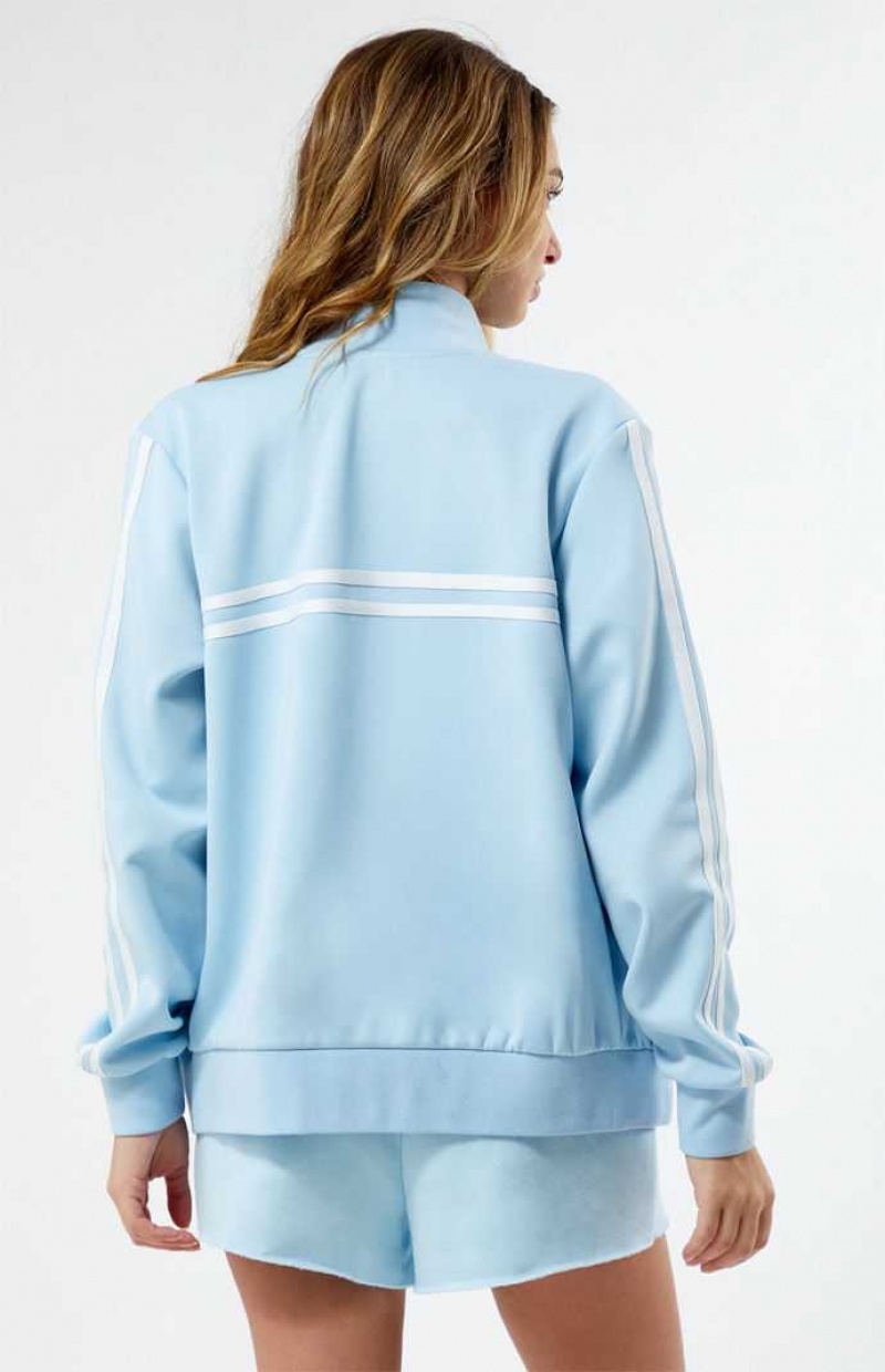 LIGHT BLUE PacSun Stripe Mock Neck Track Jacket | WSMIQED-39