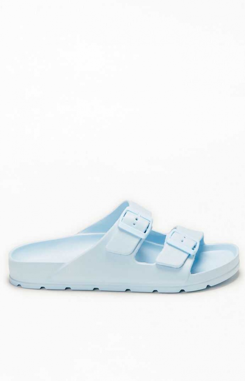 LIGHT BLUE PacSun Women\'s Buckle Strap Sandals | GCZFKBT-24