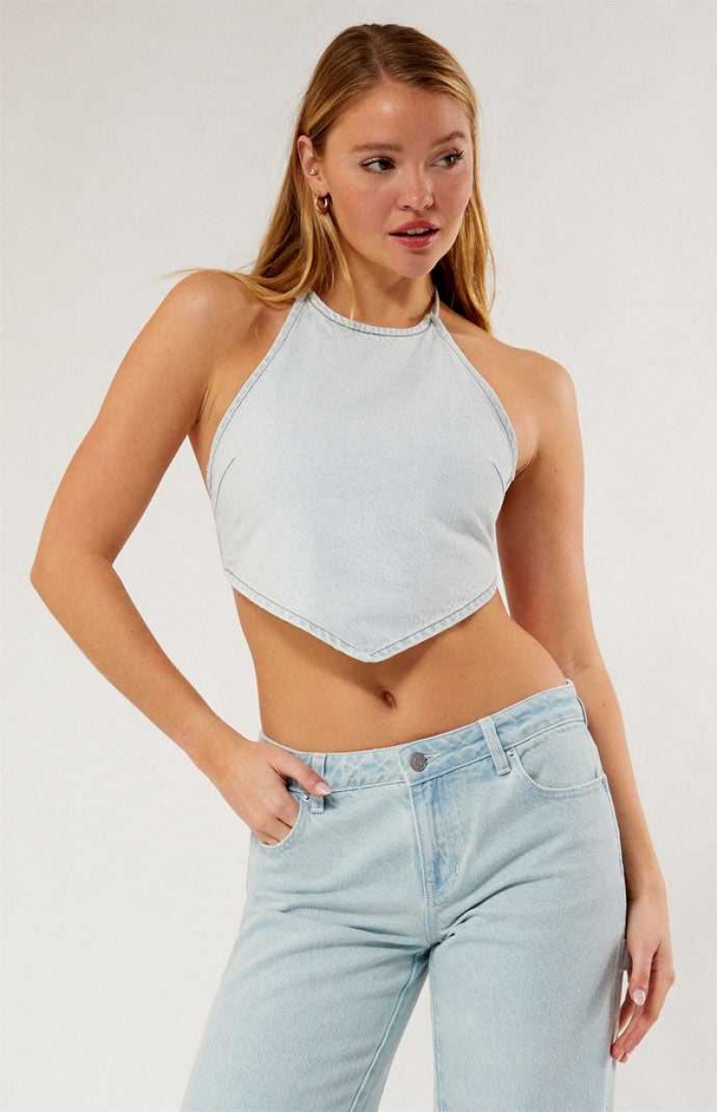 LIGHT INDIGO PacSun Adelle Denim Bandana Top | FOCIXVZ-28