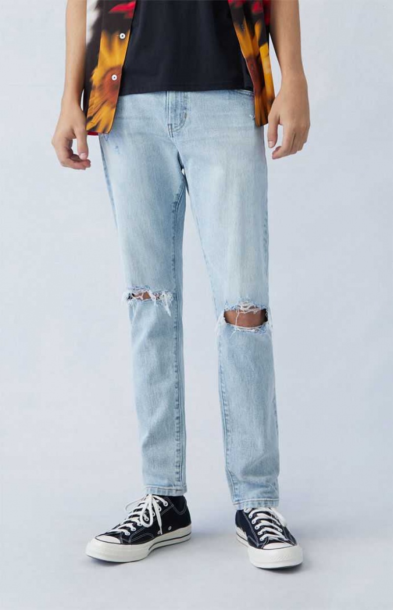 LIGHT INDIGO PacSun Comfort Stretch Indigo Athletic Slim Jeans | KBLRADM-80