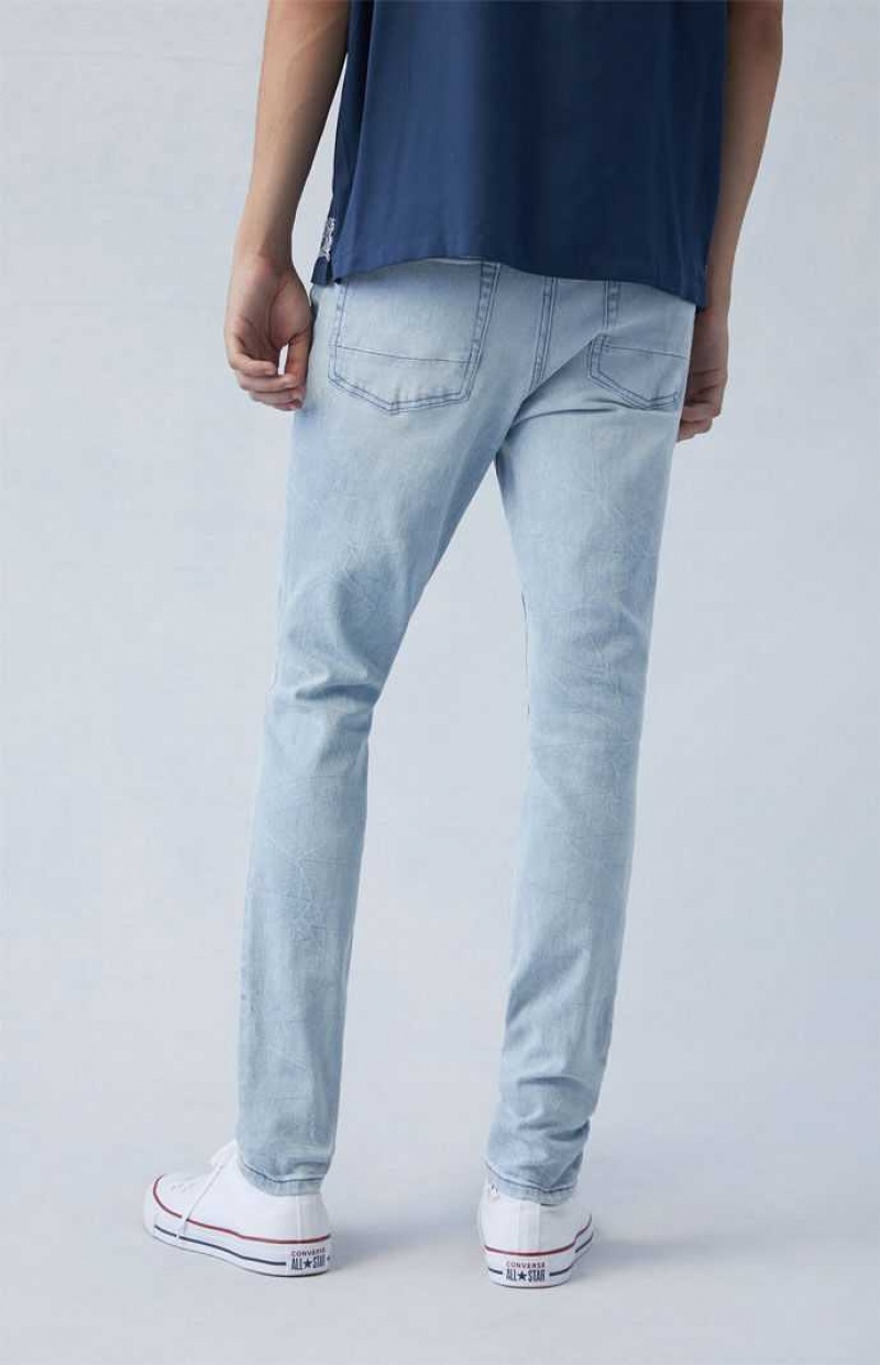 LIGHT INDIGO PacSun Eco Comfort Stretch Indigo Stacked Skinny Jeans | JDAHMES-09