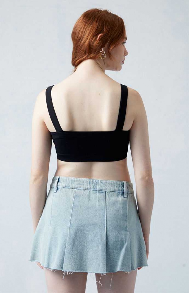 LIGHT INDIGO PacSun Eco Light Indigo Low Rise Pleated Denim Mini Skirt | YVJOLDT-85