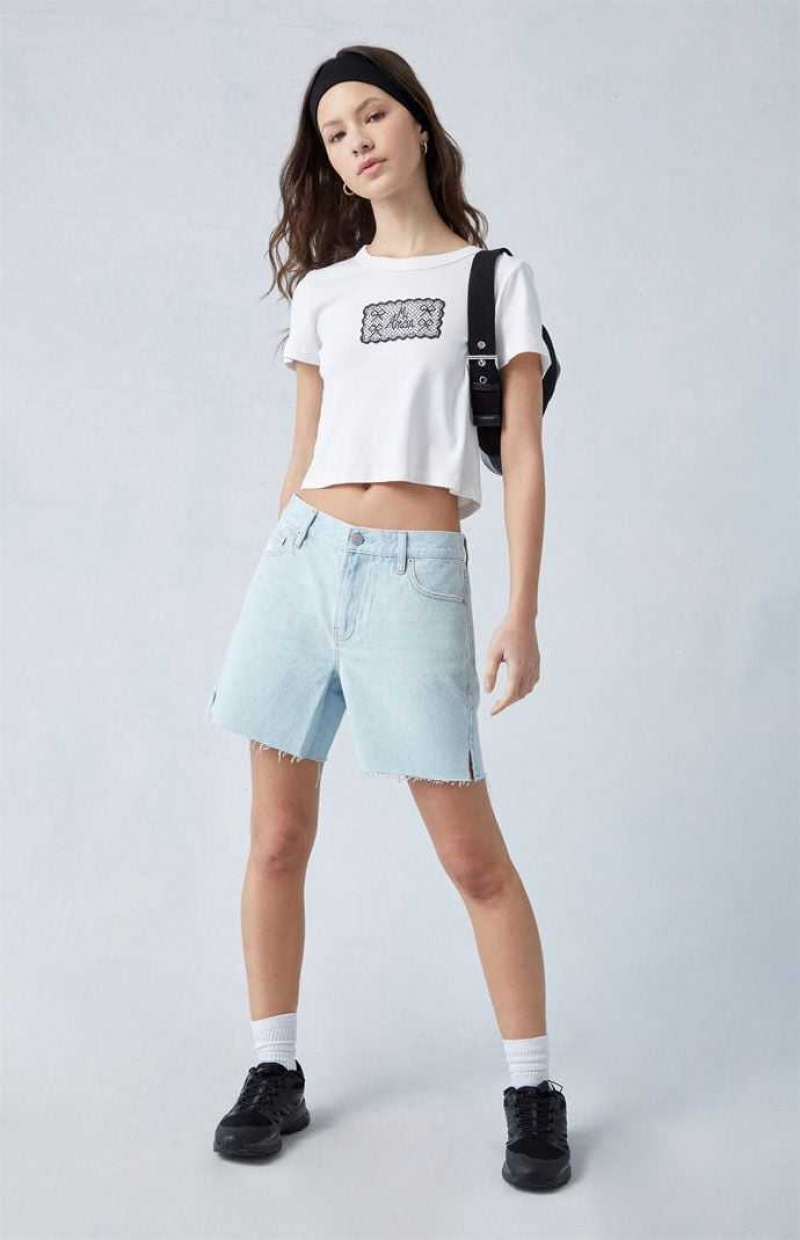 LIGHT INDIGO PacSun Eco Light Indigo Mid Rise Baggy Denim Shorts | ZVXRHBI-82