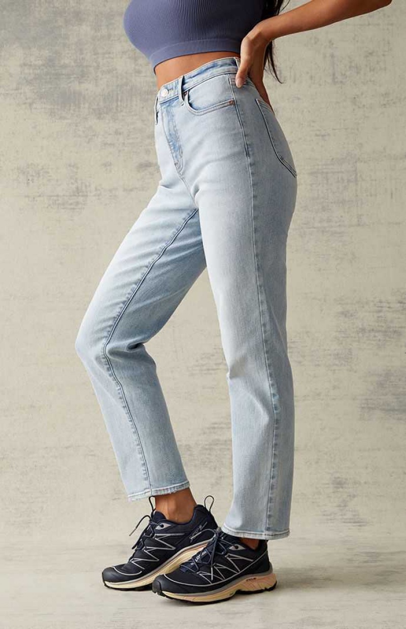 LIGHT INDIGO PacSun Light Blue Curve Straight Leg Jeans | QKEZWSV-29