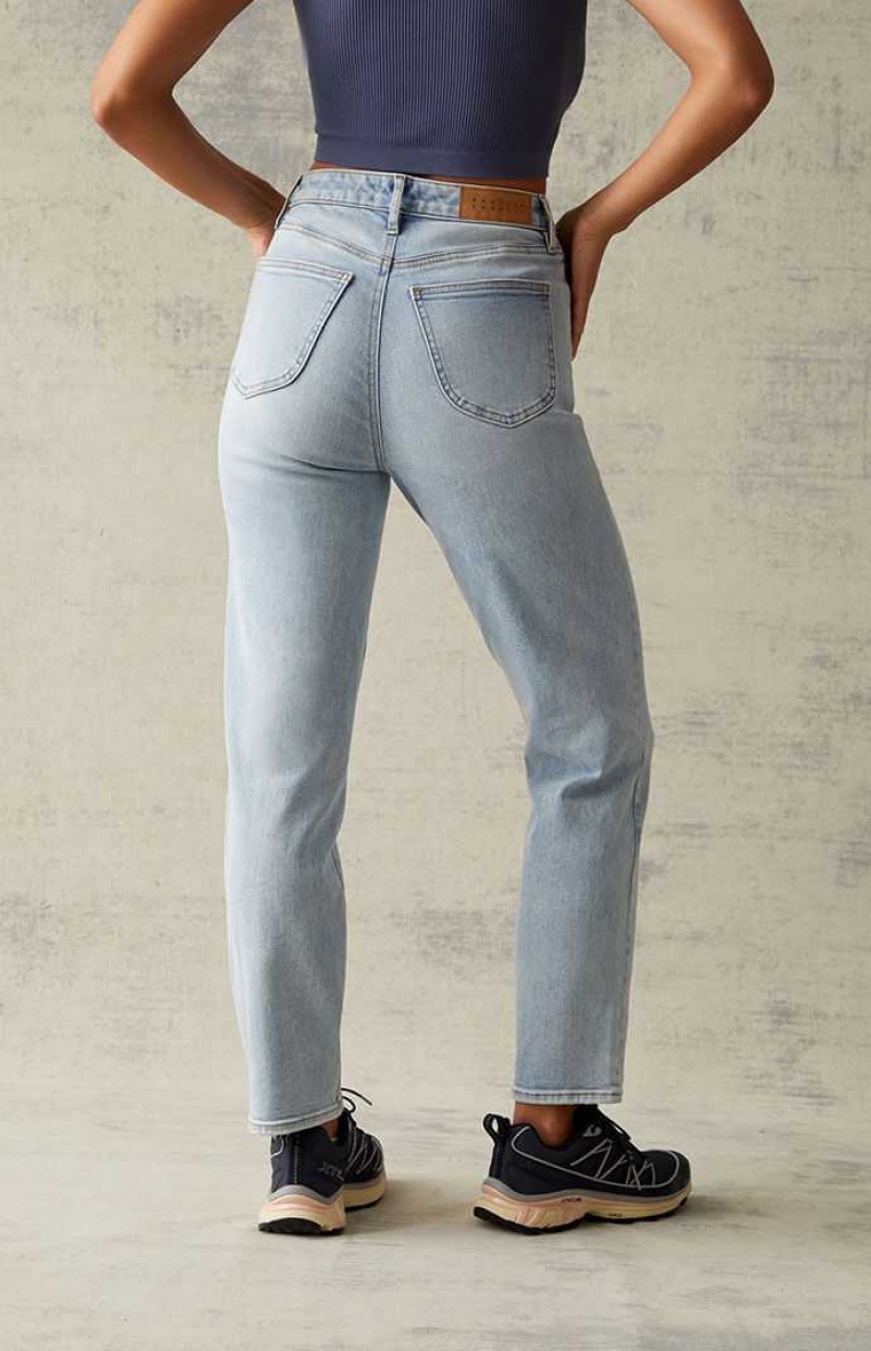 LIGHT INDIGO PacSun Light Blue Curve Straight Leg Jeans | QKEZWSV-29