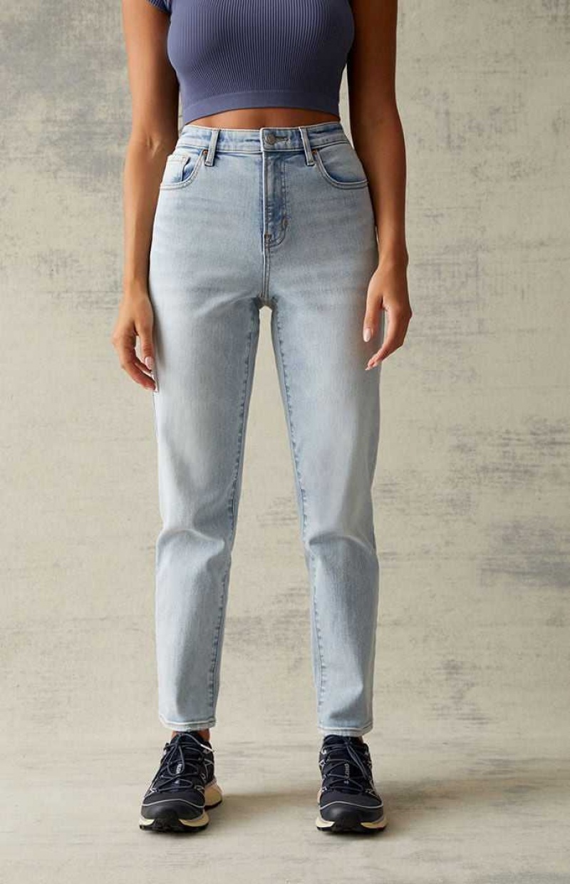 LIGHT INDIGO PacSun Light Blue Curve Straight Leg Jeans | QKEZWSV-29