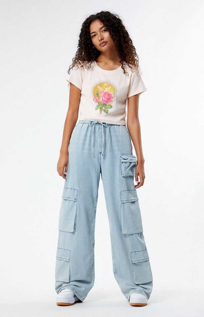 LIGHT INDIGO PacSun Light Indigo Pull-On Cargo Pants | RJIKTDQ-23