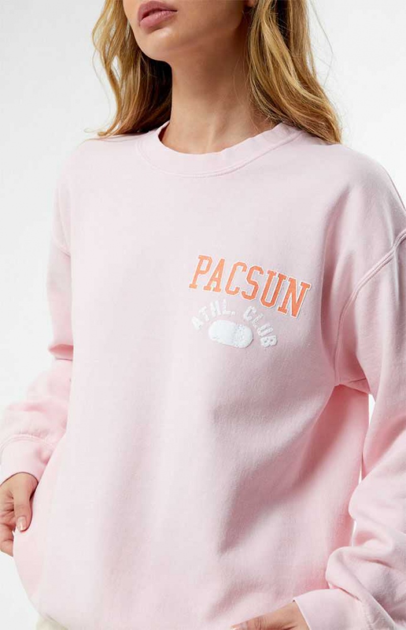 LIGHT PINK PacSun Athletic Club Crew Neck Sweatshirt | OGQHWZK-75