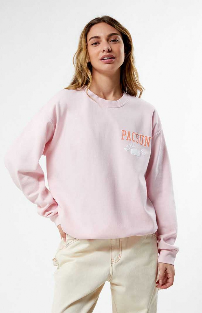 LIGHT PINK PacSun Athletic Club Crew Neck Sweatshirt | OGQHWZK-75