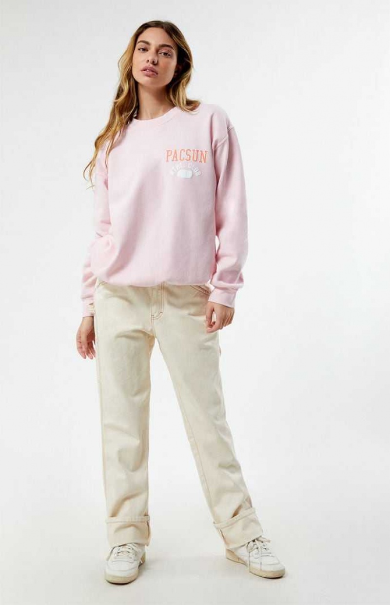 LIGHT PINK PacSun Athletic Club Crew Neck Sweatshirt | OGQHWZK-75