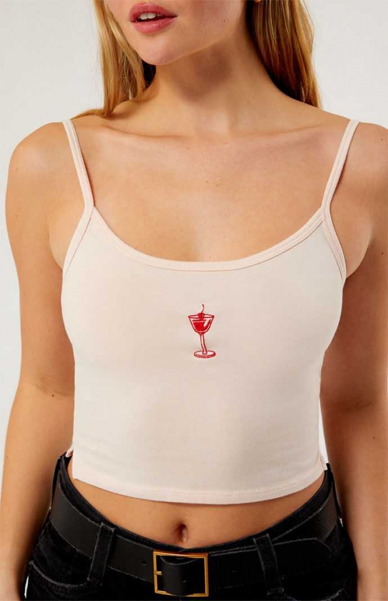 LIGHT PINK PacSun Cherry Cocktail Tank Top | JGULFBT-25