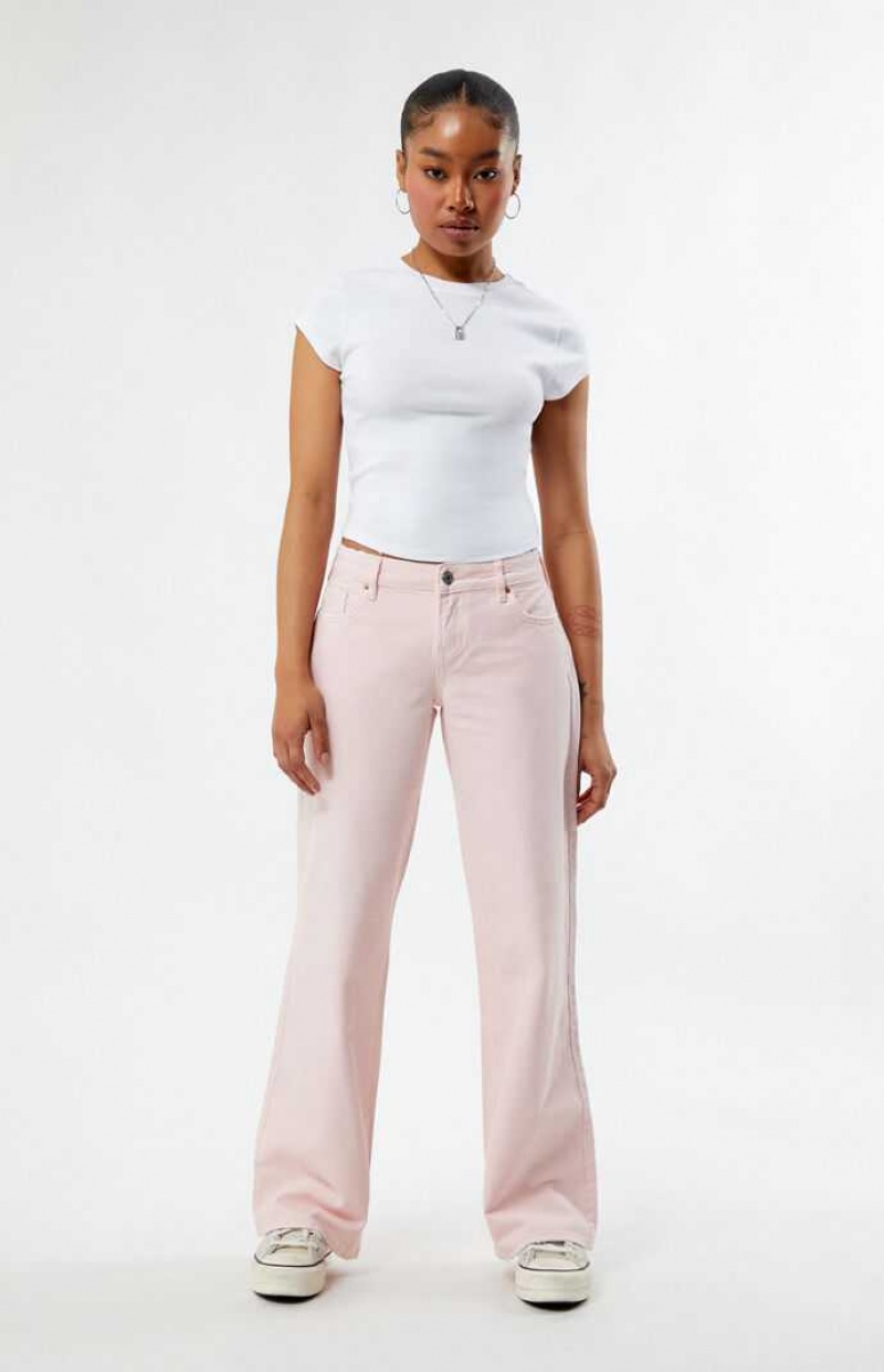 LIGHT PINK PacSun Eco Light Pink Low Rise Wide Leg Jeans | CGAHYFT-29