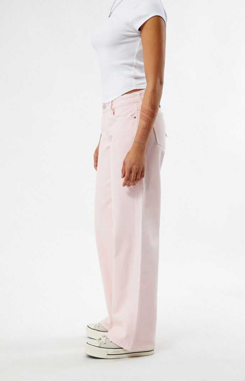 LIGHT PINK PacSun Eco Light Pink Low Rise Wide Leg Jeans | CGAHYFT-29