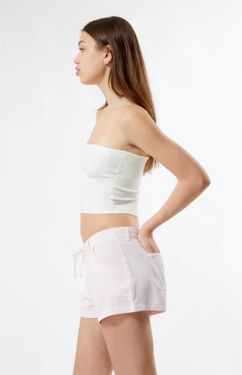 LIGHT PINK PacSun Fixed Waist Linen Shorts | PRYFJCN-85