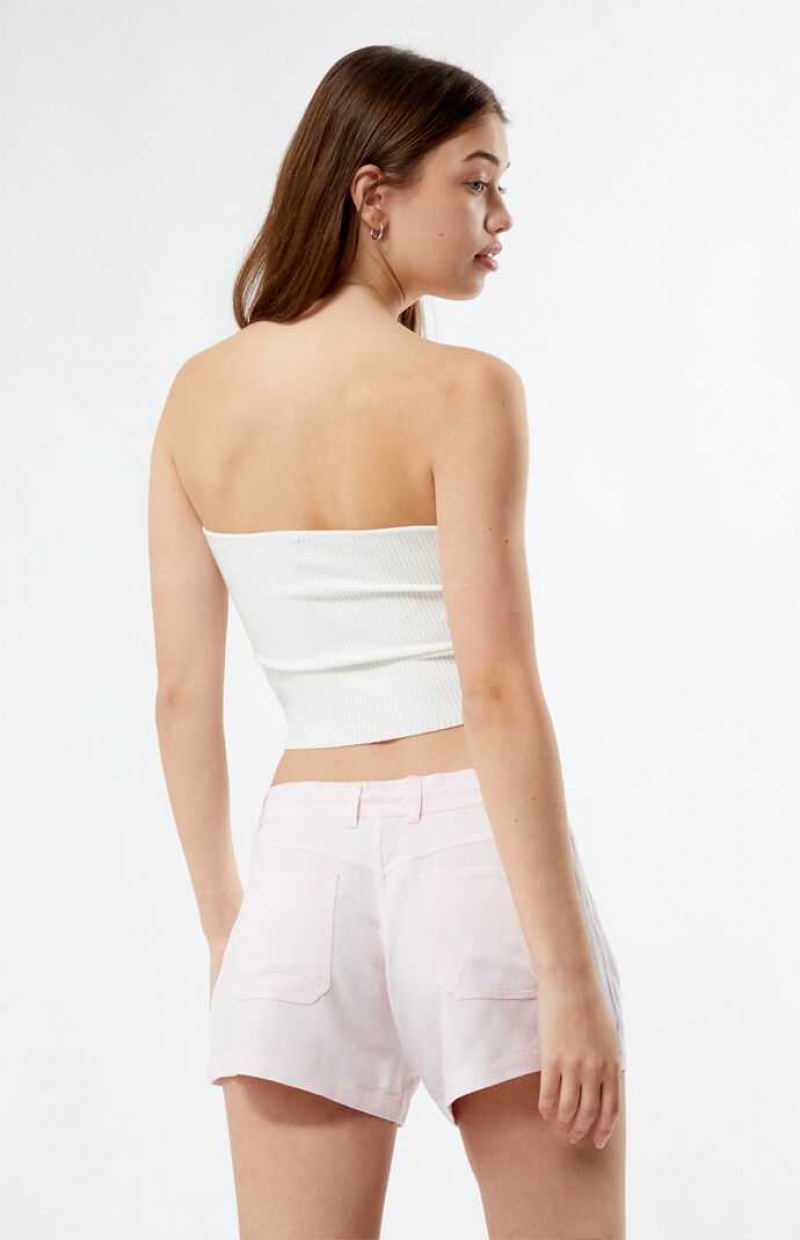 LIGHT PINK PacSun Fixed Waist Linen Shorts | PRYFJCN-85