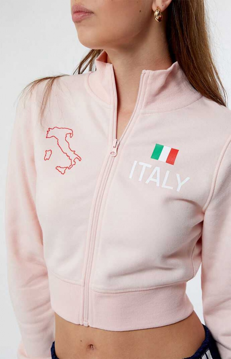 LIGHT PINK PacSun Italy High Neck Zip Up Track Jacket | EGPLFRH-90