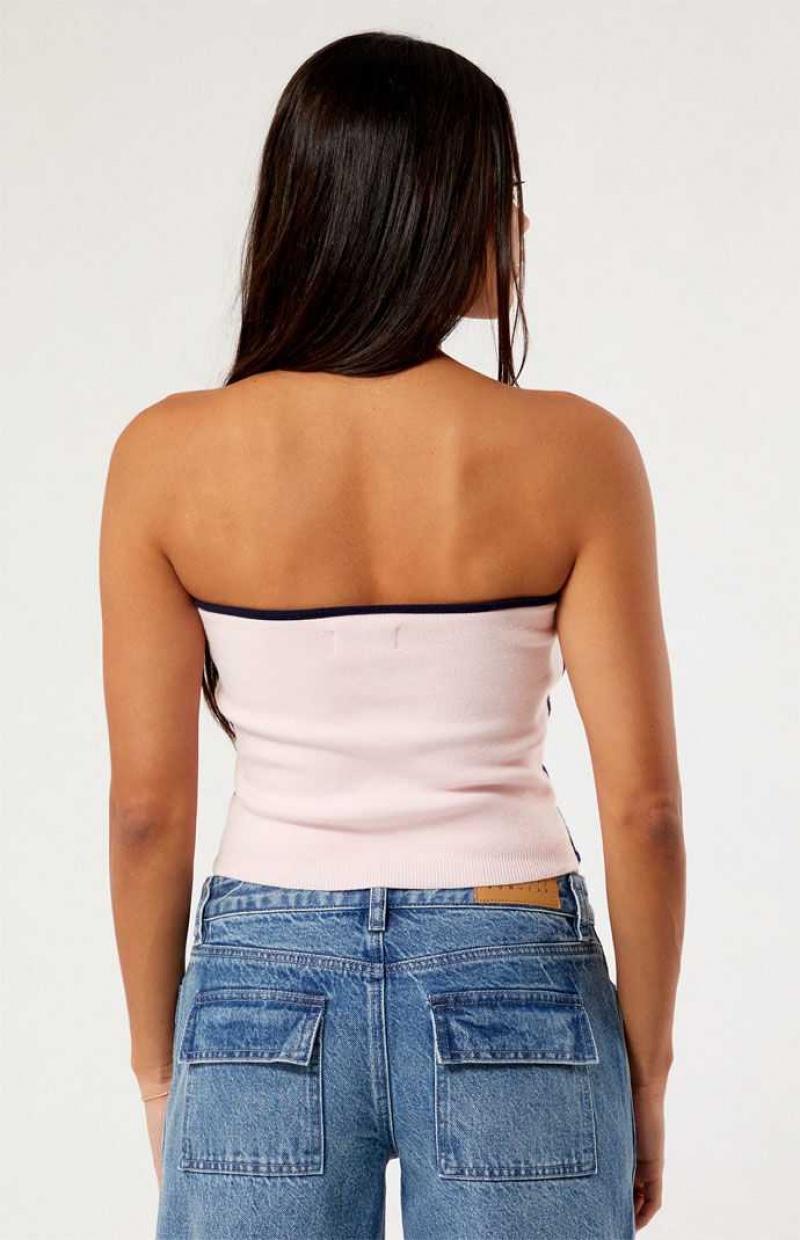 LIGHT PINK PacSun Nickie Sporty Sweater Tube Top | IEMBXQL-46