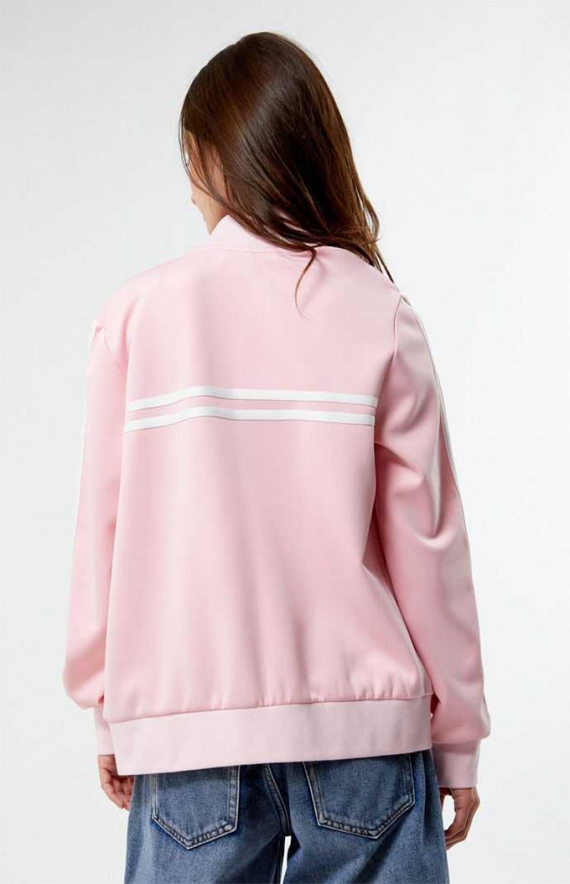 LIGHT PINK PacSun Stripe Mock Neck Track Jacket | KQRDMYG-75