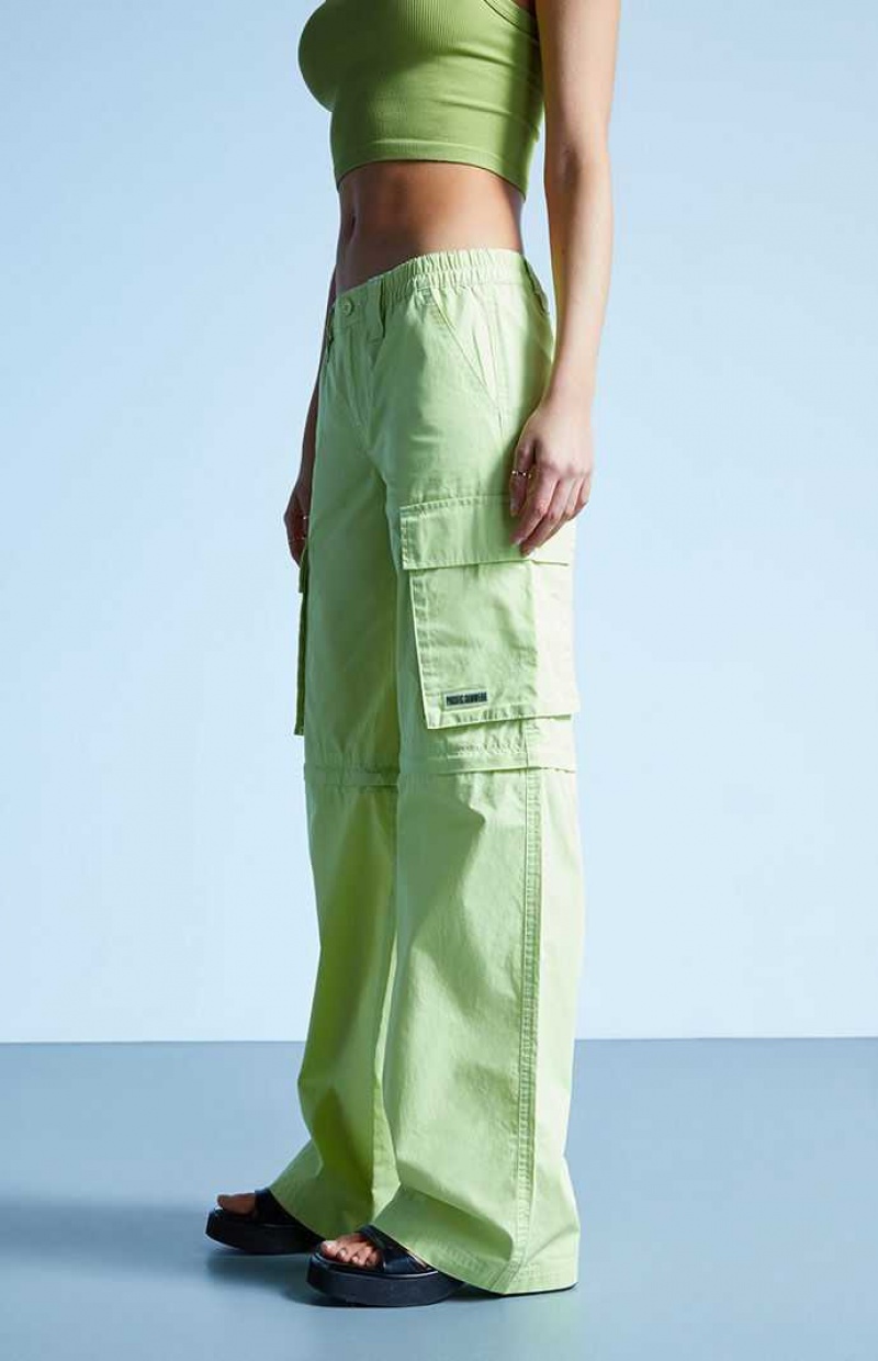 LIME PacSun Lime Zip Off Low Rise Puddle Pants | VJQTFCX-17