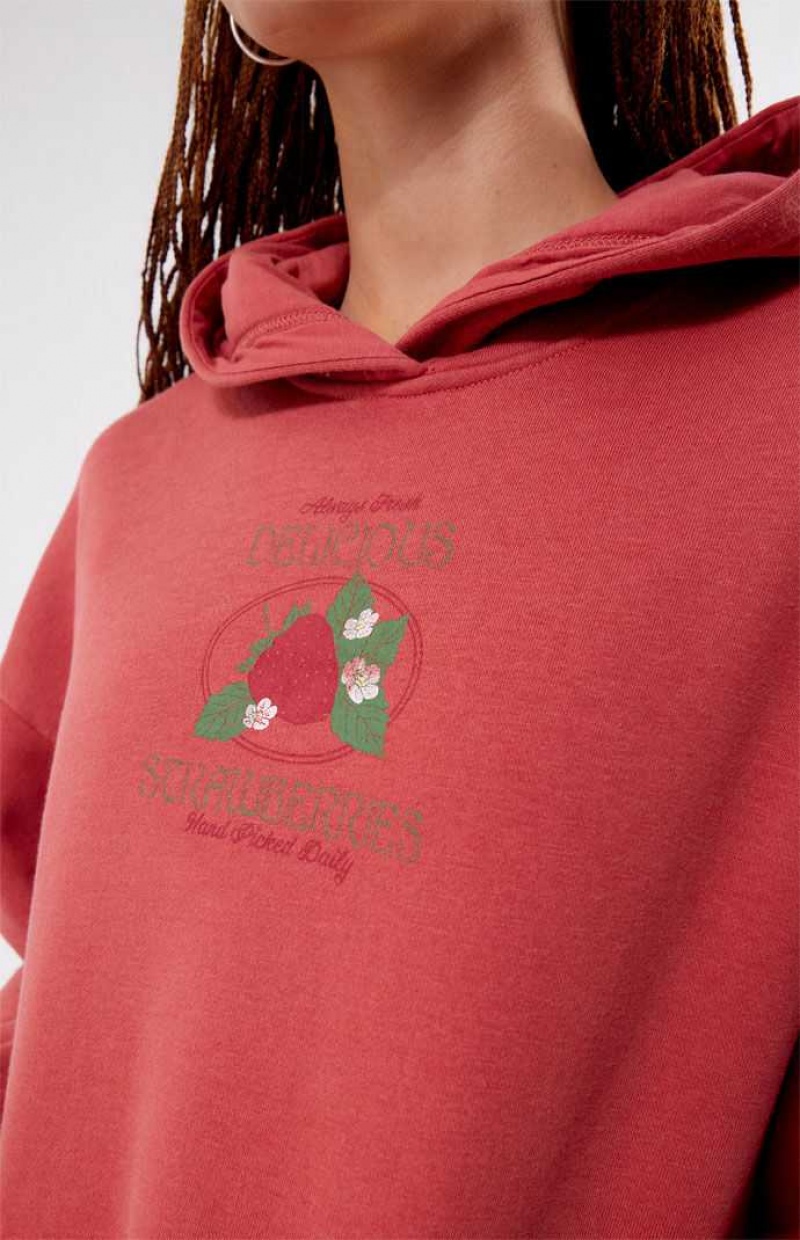 MAROON PacSun Delicious Strawberries Hoodie | FTOYIBD-27