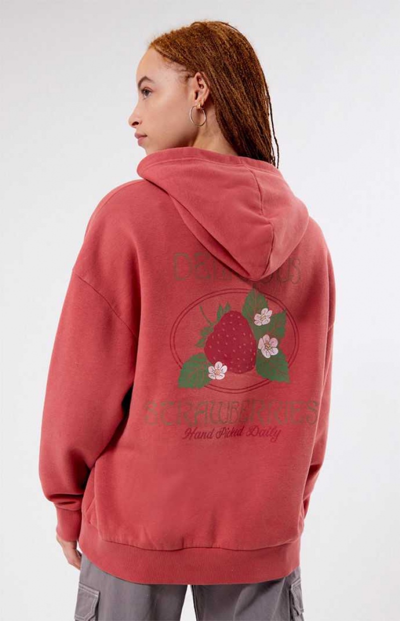 MAROON PacSun Delicious Strawberries Hoodie | FTOYIBD-27