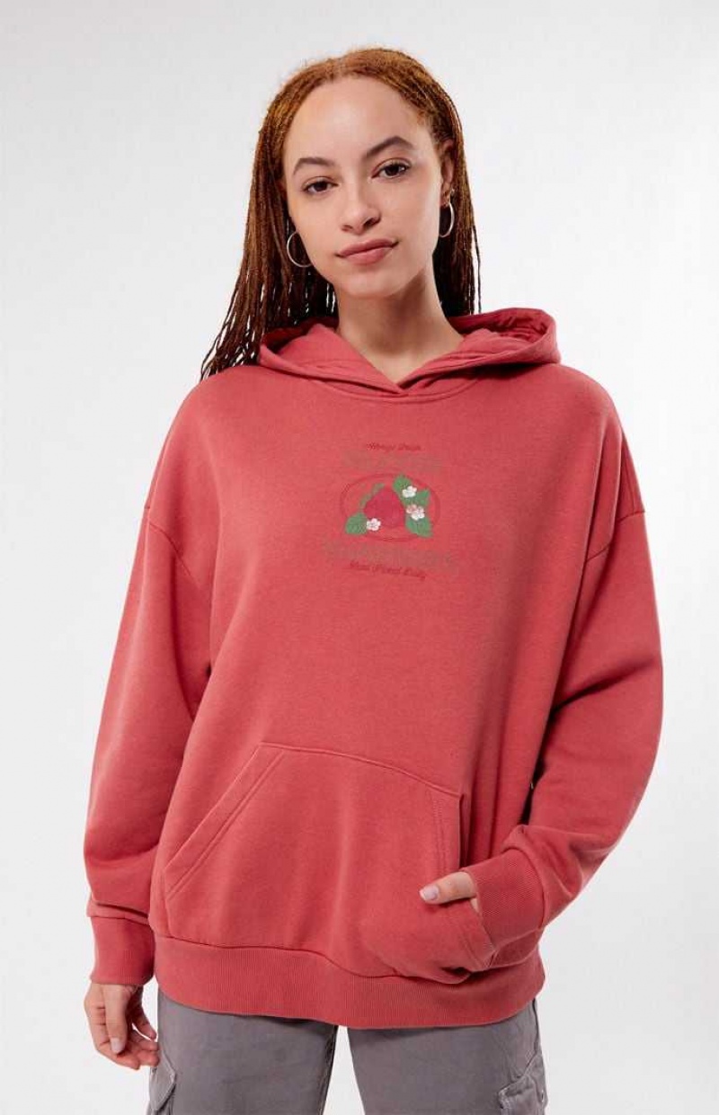 MAROON PacSun Delicious Strawberries Hoodie | FTOYIBD-27