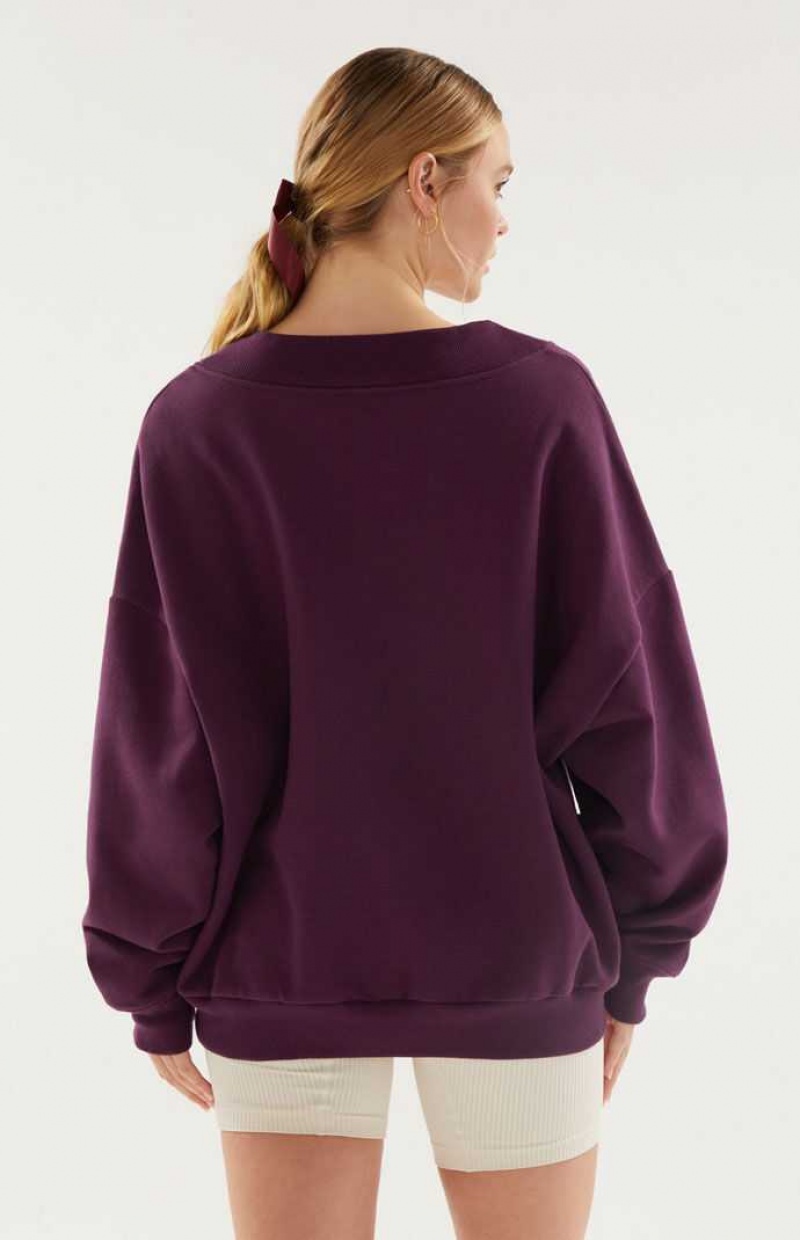 MAROON PacSun Valentine V-Neck Sweatshirt | OEDTKNI-13