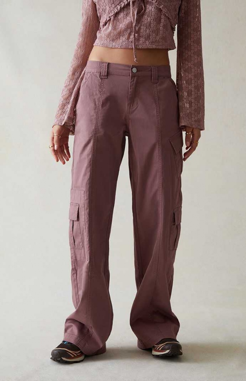 MAUVE PacSun Mauve Low Rise Cargo Puddle Pants | TQBXADJ-37