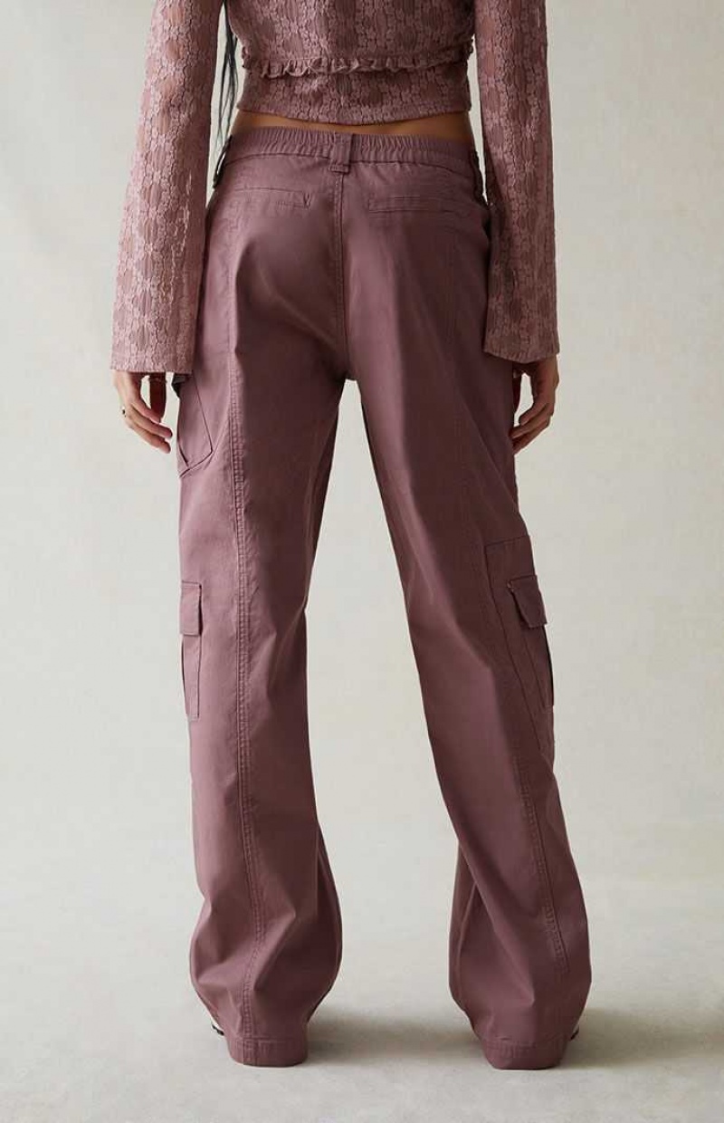 MAUVE PacSun Mauve Low Rise Cargo Puddle Pants | TQBXADJ-37