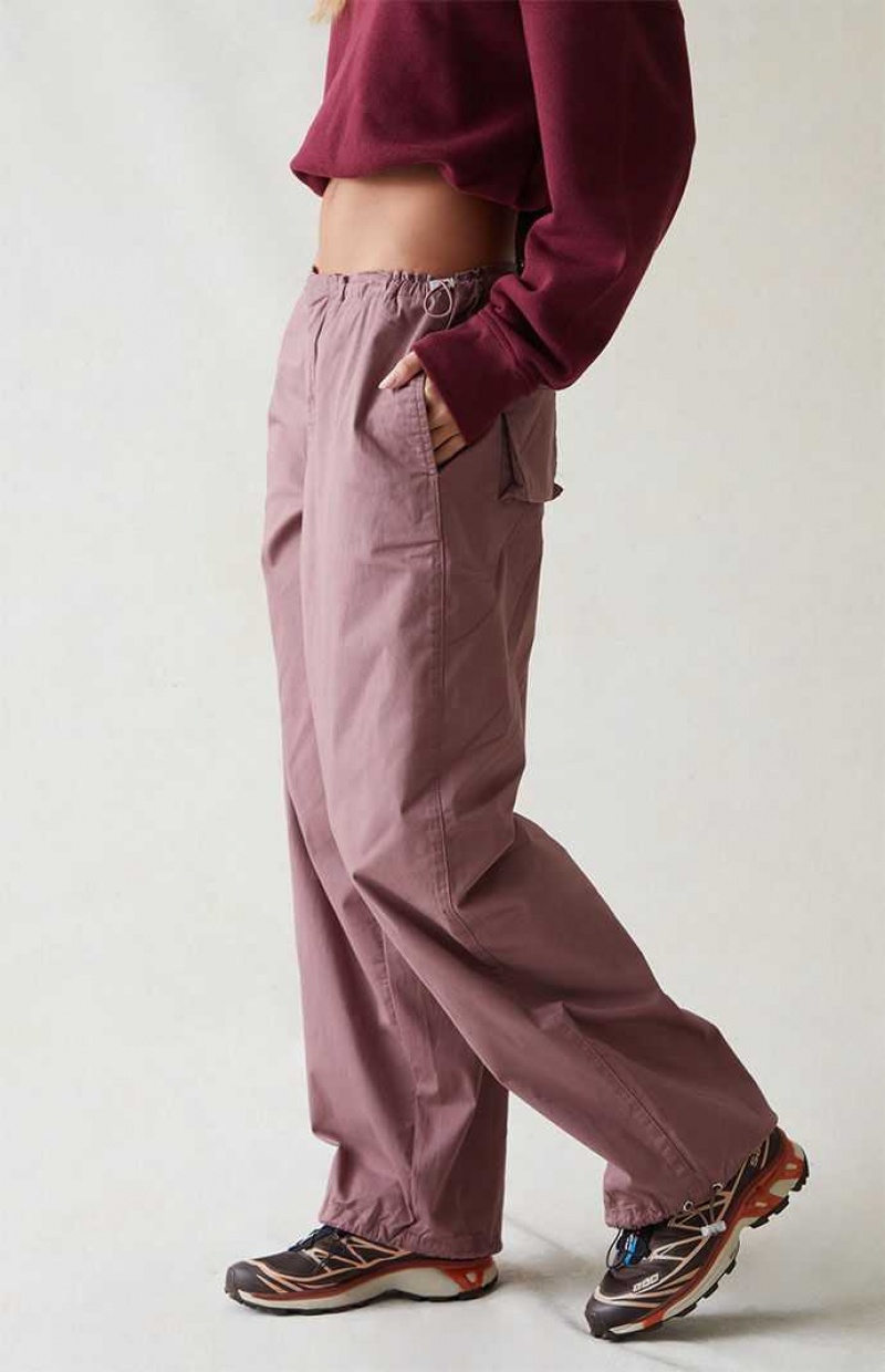 MAUVE PacSun Mauve Low Rise Parachute Pants | YFLBNCU-43