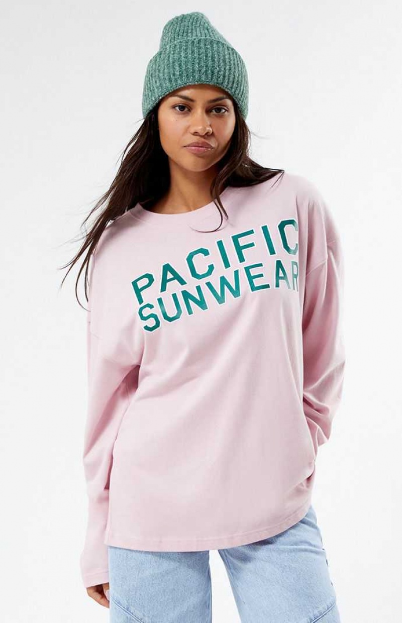 MAUVE PacSun Pacific Sunwear Long Sleeve T-Shirt | WXQZELD-34