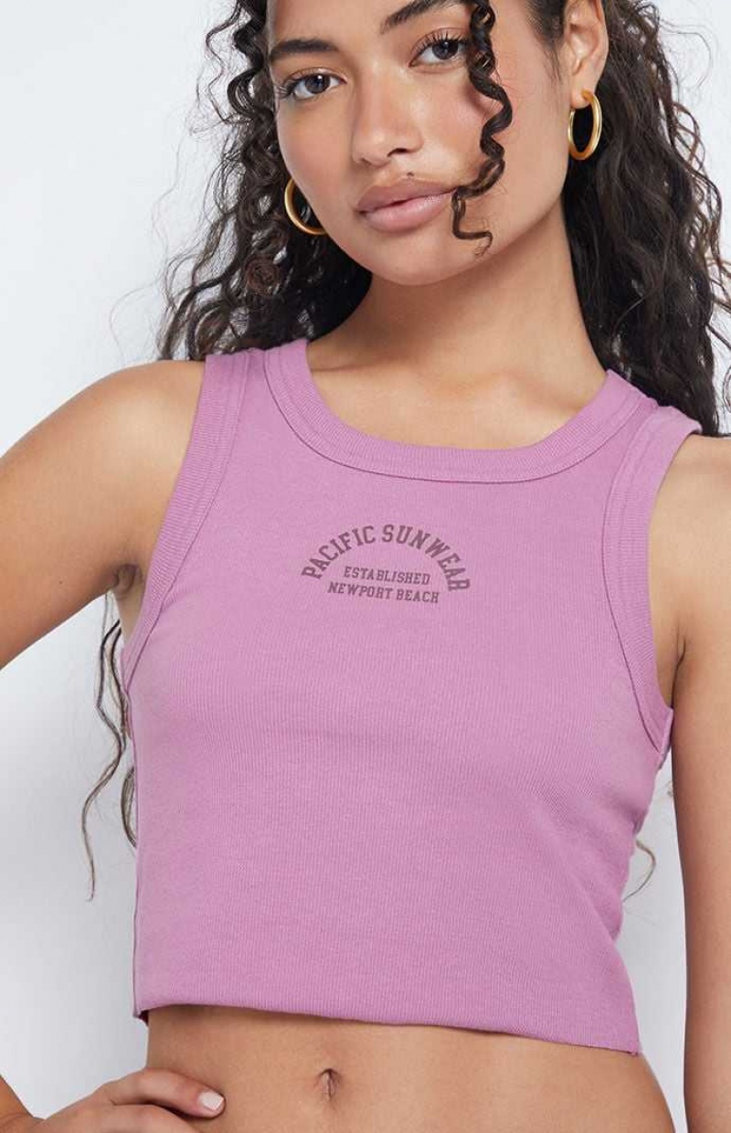 MAUVE PacSun Pacific Sunwear Newport Beach Tank Top | NPZFELR-80