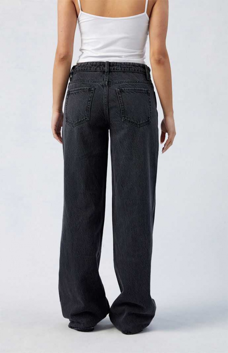 MEDIUM INDIGO PacSun Black Fold-Over Casey Low Rise Baggy Jeans | WMBNIHC-04