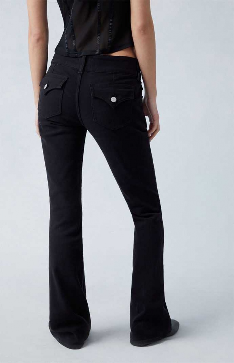 MEDIUM INDIGO PacSun Black Stretch Low Rise Bootcut Jeans | ZYFRWTO-10