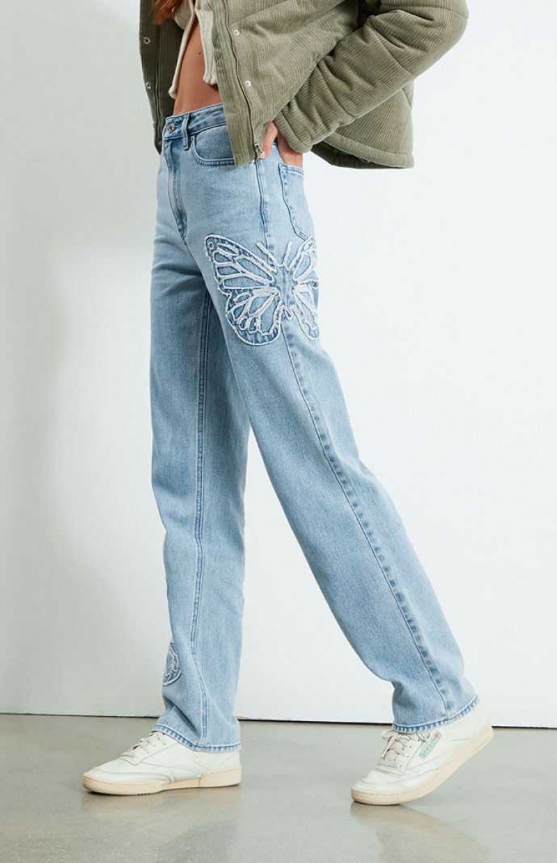 MEDIUM INDIGO PacSun Butterfly Patch '90s Boyfriend Jeans | EYKBHTQ-98