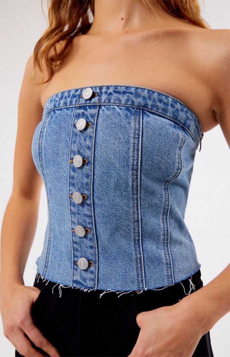 MEDIUM INDIGO PacSun Clemmie Denim Tube Top | OENBITP-56