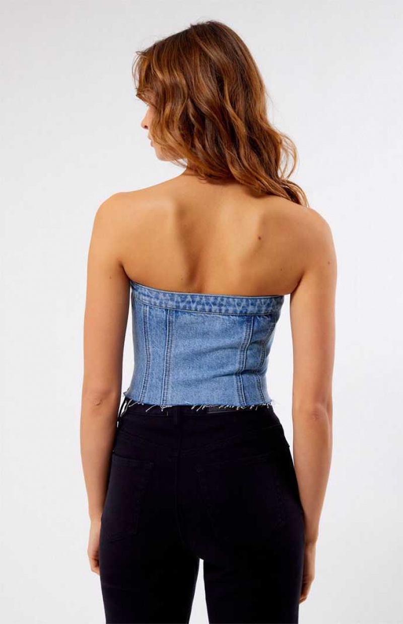 MEDIUM INDIGO PacSun Clemmie Denim Tube Top | OENBITP-56