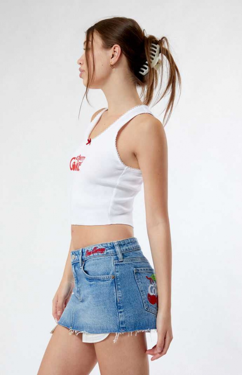 MEDIUM INDIGO PacSun Coca Cola By Cherry Coke Low Rise Micro Denim Mini Skirt | KOWYNQJ-90