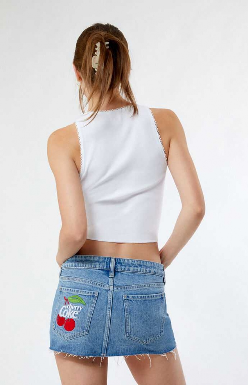 MEDIUM INDIGO PacSun Coca Cola By Cherry Coke Low Rise Micro Denim Mini Skirt | KOWYNQJ-90