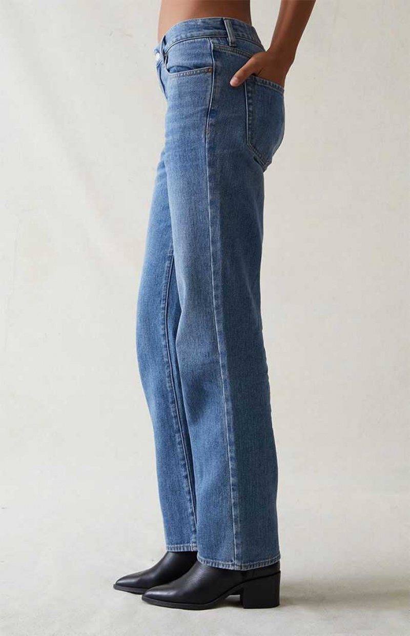 MEDIUM INDIGO PacSun Dark Blue Low Rise Boyfriend Jeans | PCWYNOS-08