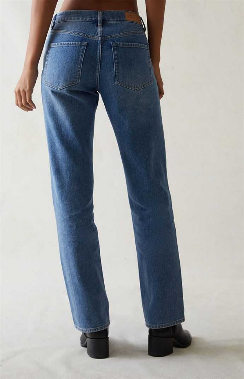 MEDIUM INDIGO PacSun Dark Blue Low Rise Boyfriend Jeans | PCWYNOS-08