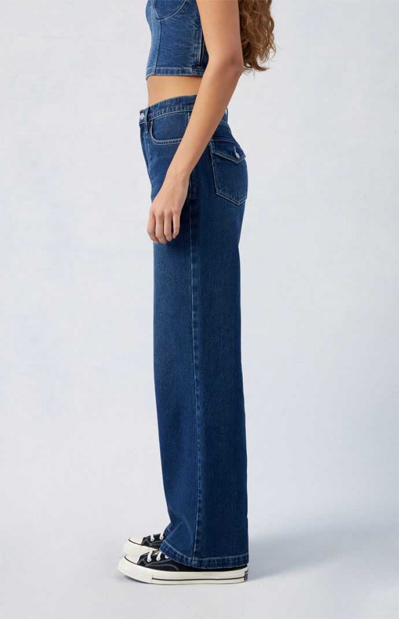 MEDIUM INDIGO PacSun Dark Indigo Cali Boyfriend Jeans | FSAZYHI-56