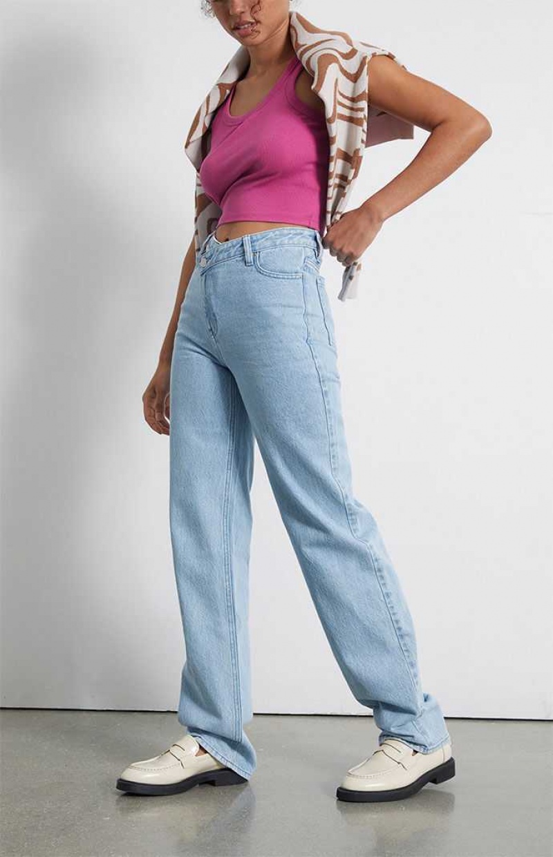 MEDIUM INDIGO PacSun Eco Asymmetrical Waistband '90s Boyfriend Jeans | FXVYSDA-94